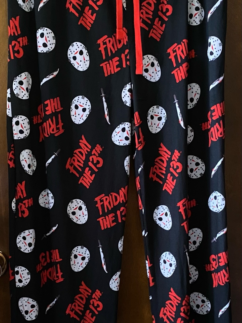 Friday the 13th Black Pajama Pants with Mask Print